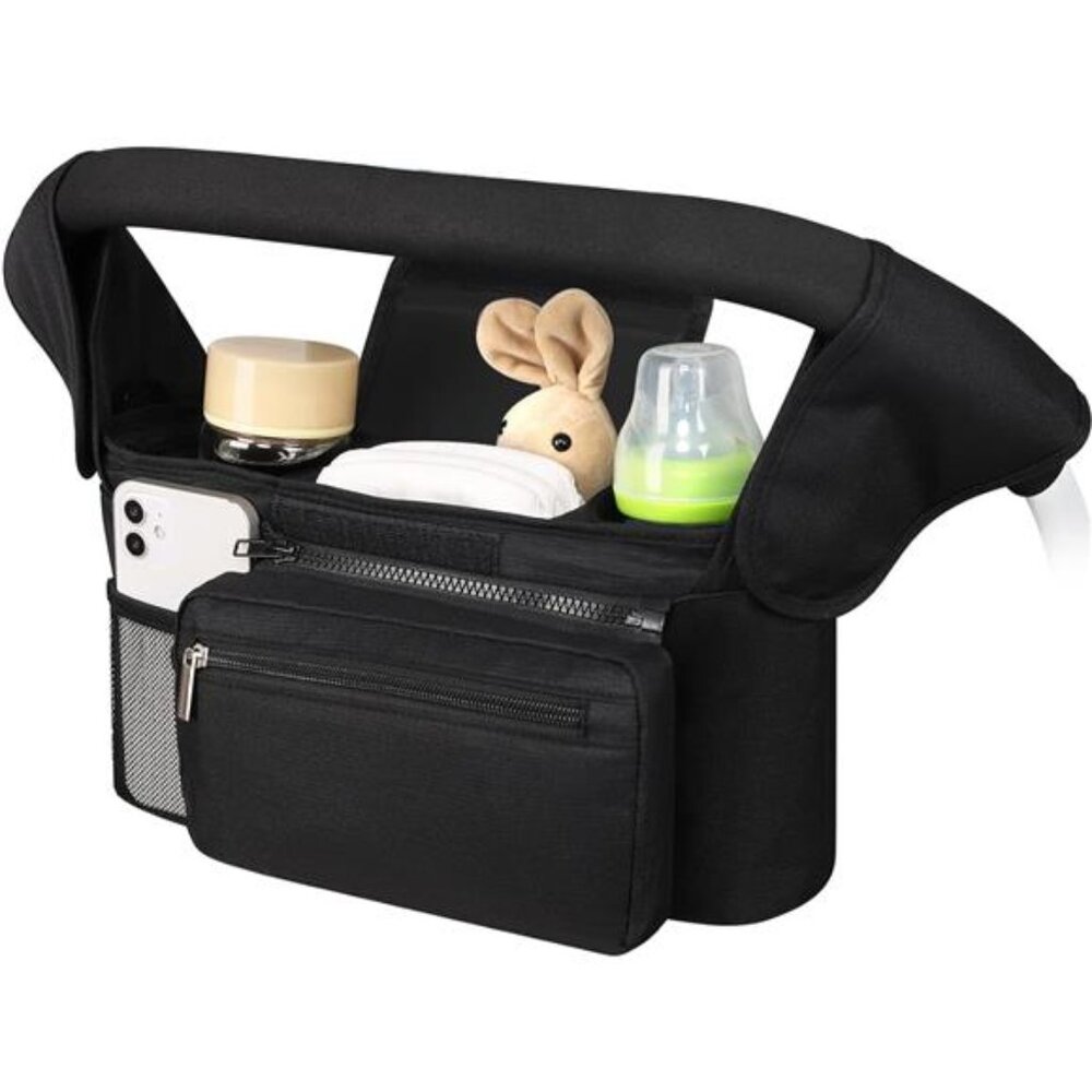 Universal Stroller Organizer Bag Insulated Cup Holder Detachable Phone Bag Caddy